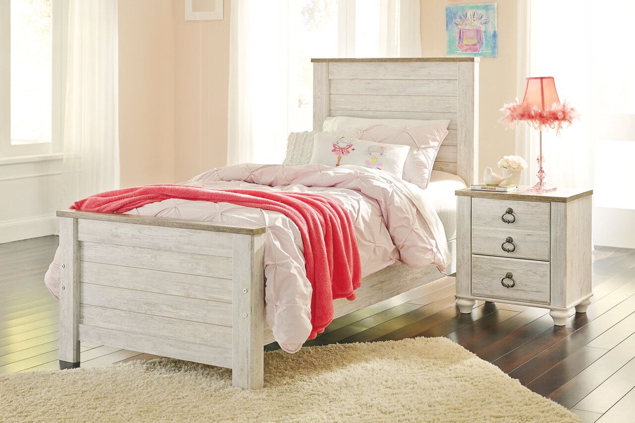 Willowton Whitewash Twin Panel Bed B267B15
