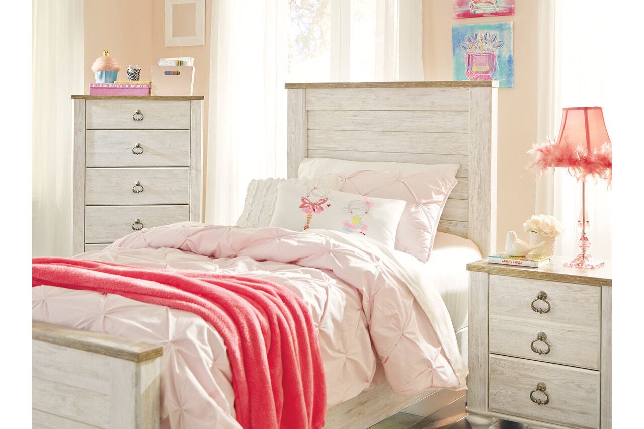 Willowton Whitewash Twin Panel Bed B267B15