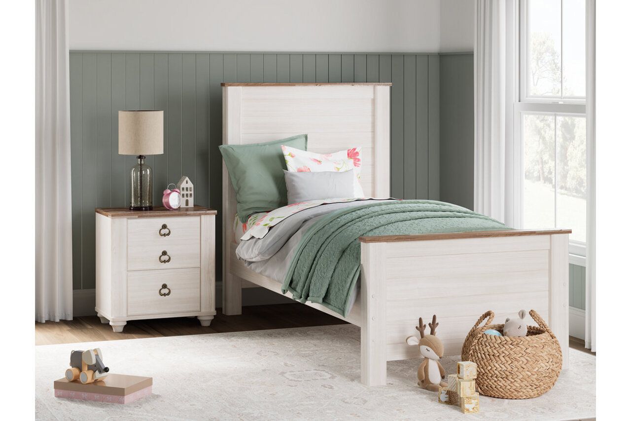 Willowton Whitewash Twin Panel Bed B267B15