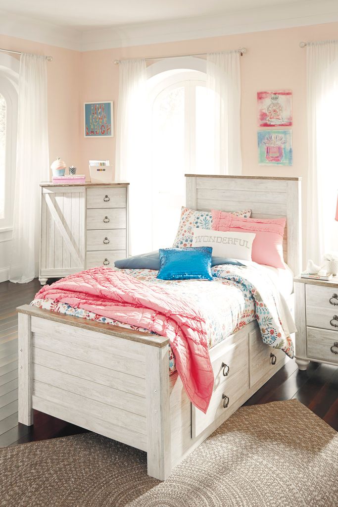Willowton Whitewash Twin Panel Bed B267B15