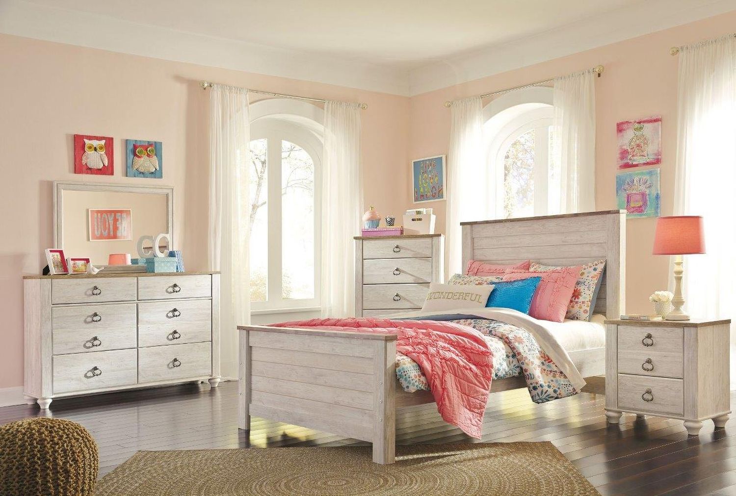 Willowton Whitewash Full Panel Bed B267B17
