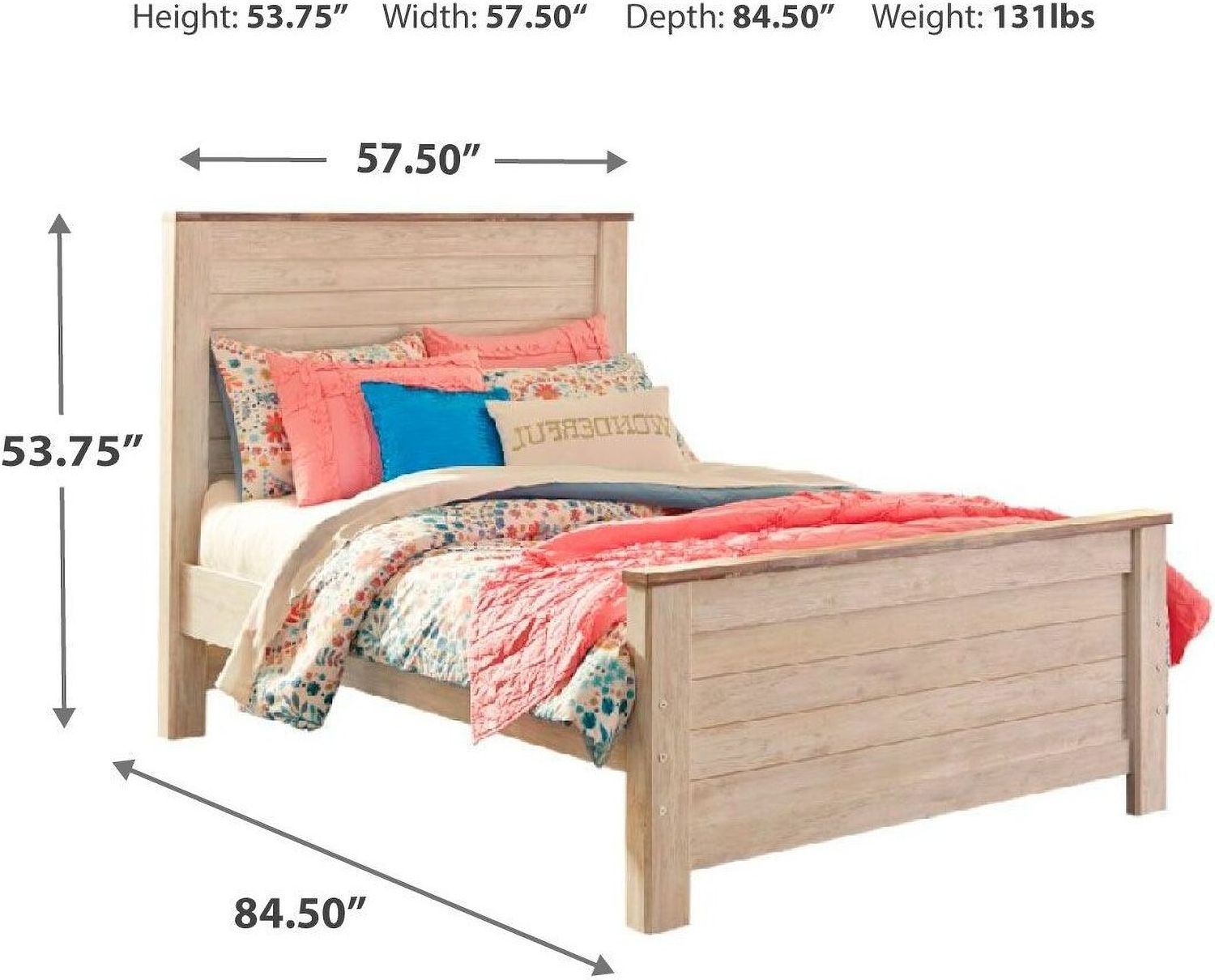 Willowton Whitewash Full Panel Bed B267B17