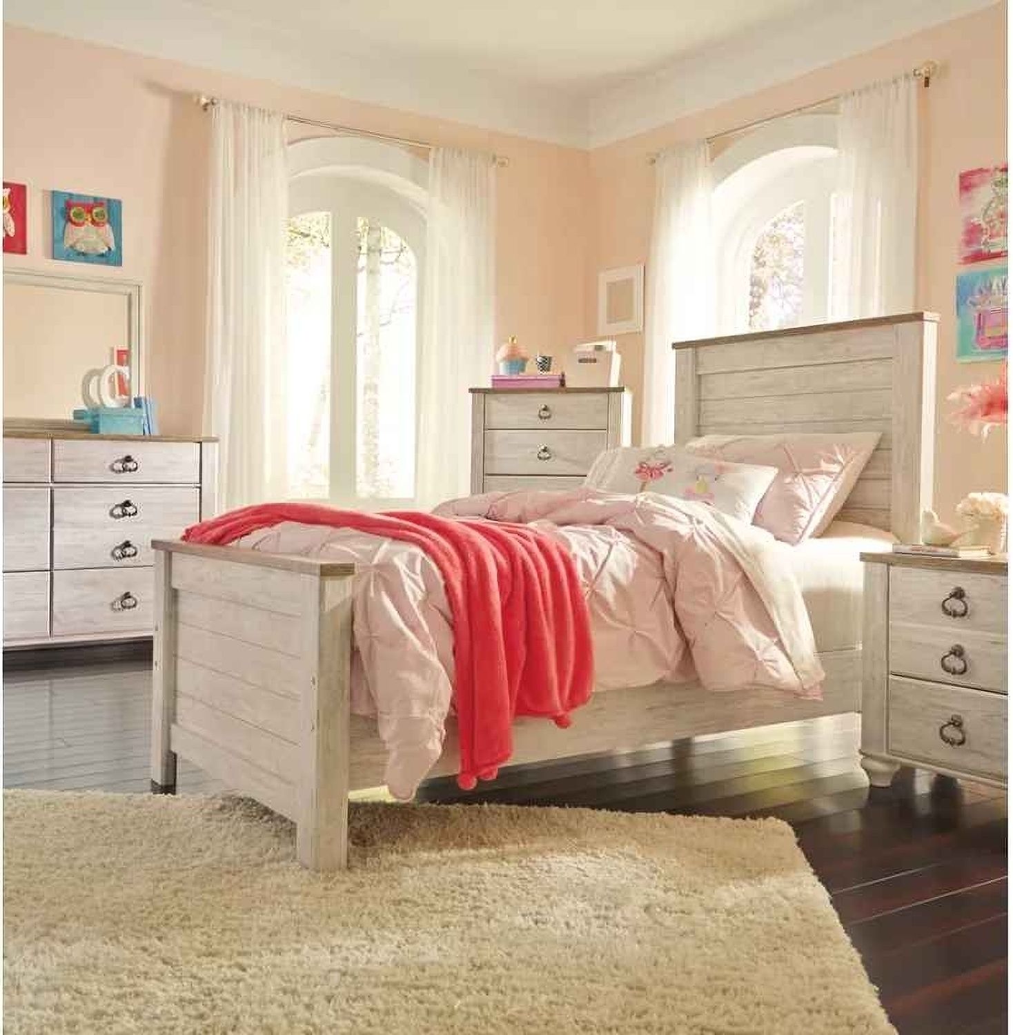 Willowton Whitewash Full Panel Bed B267B17