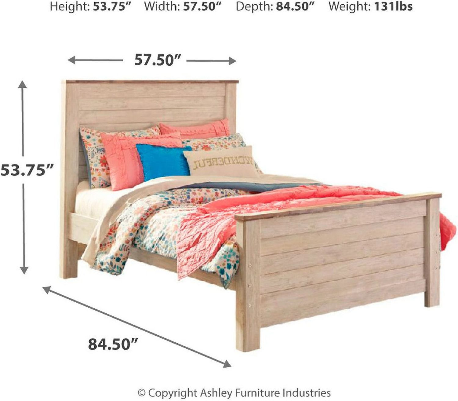 Willowton Whitewash Full Panel Bed B267B17