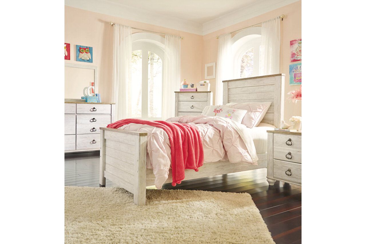 Willowton Whitewash Full Panel Bed B267B17