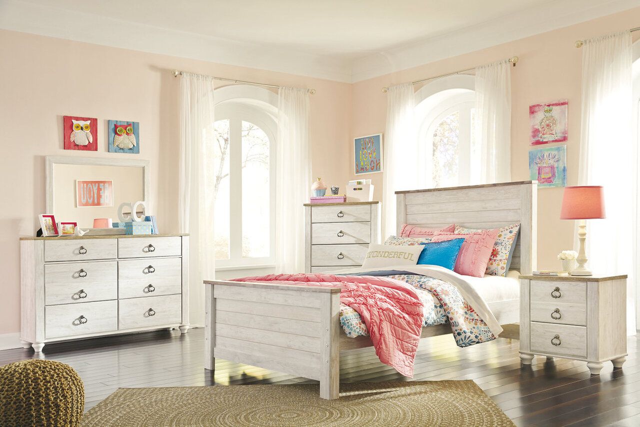 Willowton Whitewash Full Panel Bed B267B17