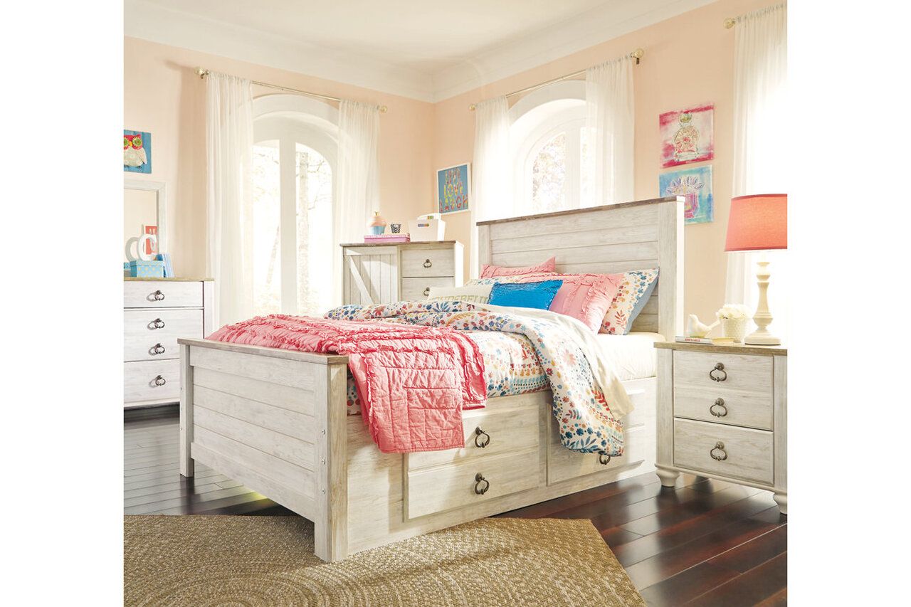 Willowton Whitewash Full Panel Bed B267B17