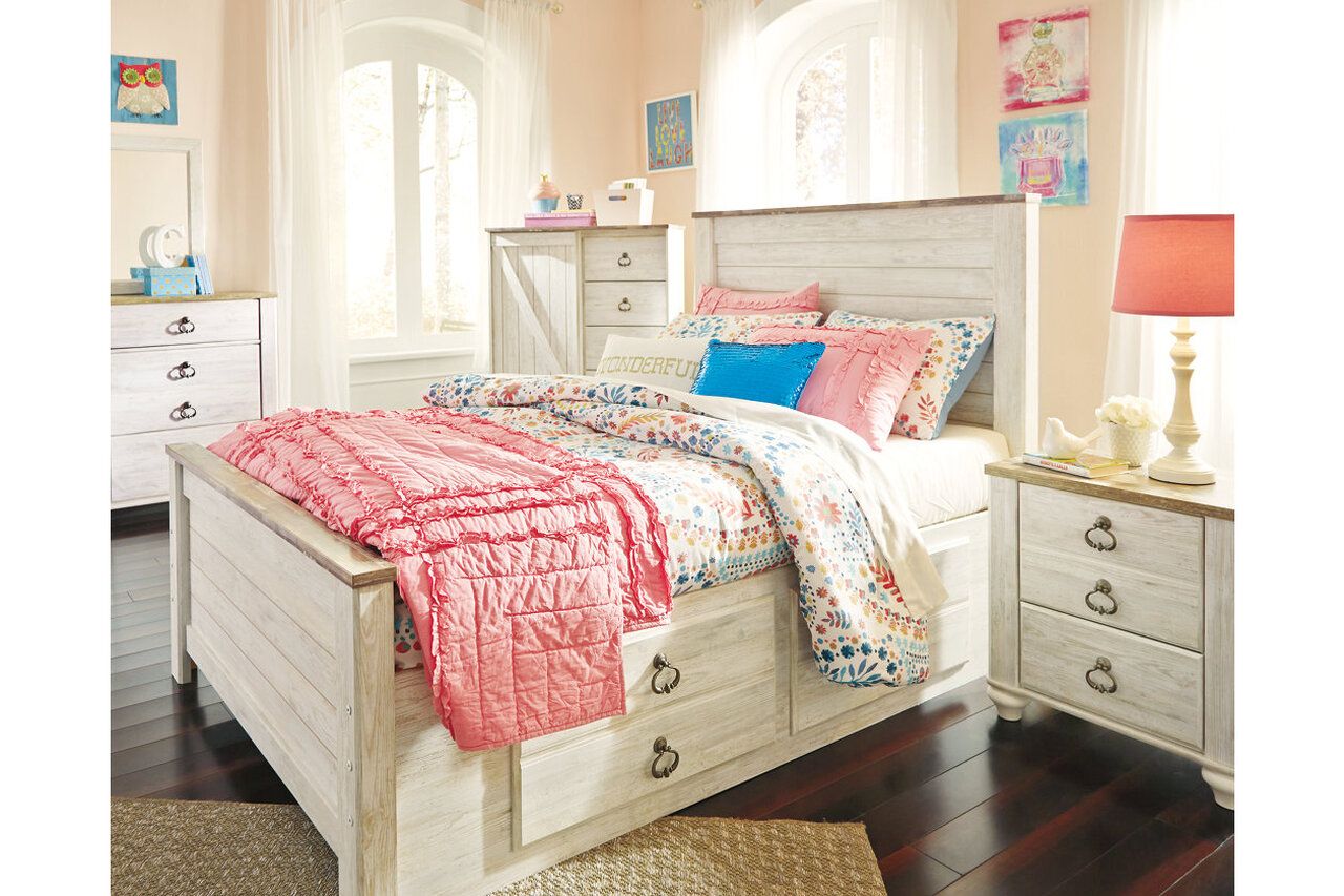 Willowton Whitewash Full Panel Bed B267B17