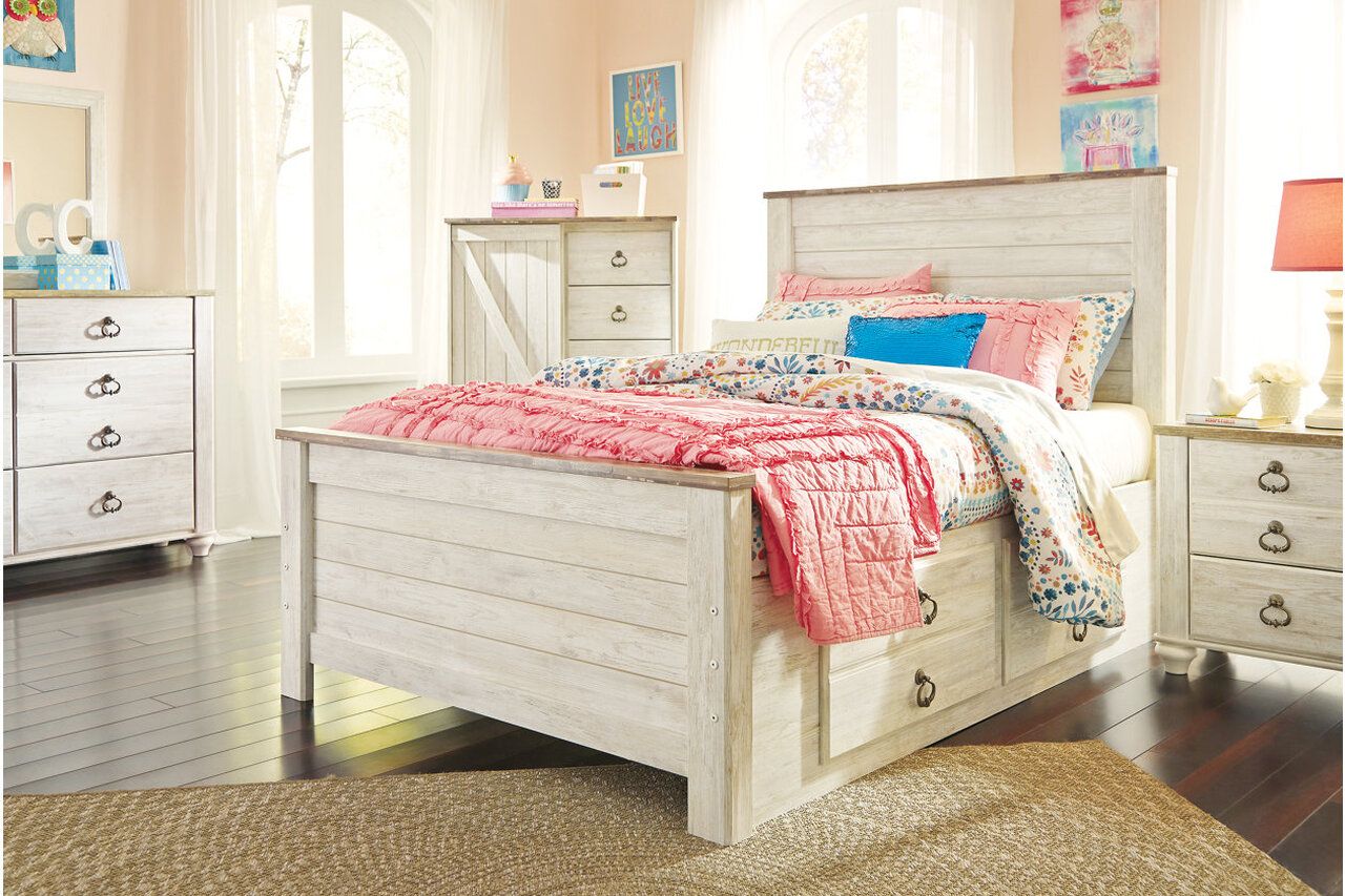 Willowton Whitewash Full Panel Bed B267B17