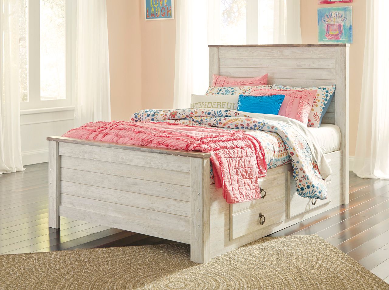 Willowton Whitewash Full Panel Bed B267B17