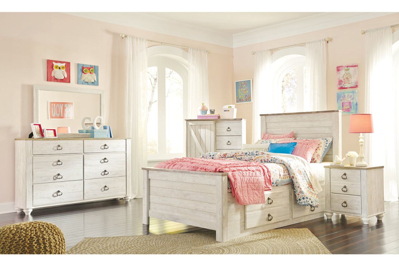 Willowton Whitewash Full Panel Bed B267B17