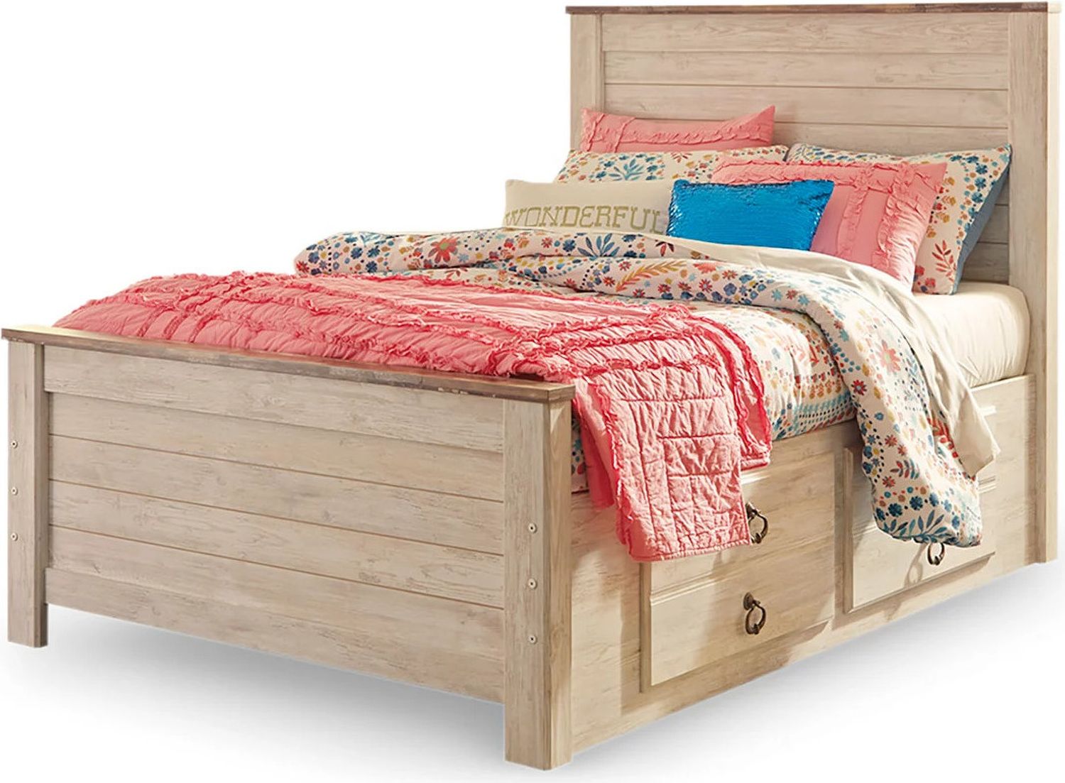 Willowton Whitewash Full Storage Panel Bed B267B22