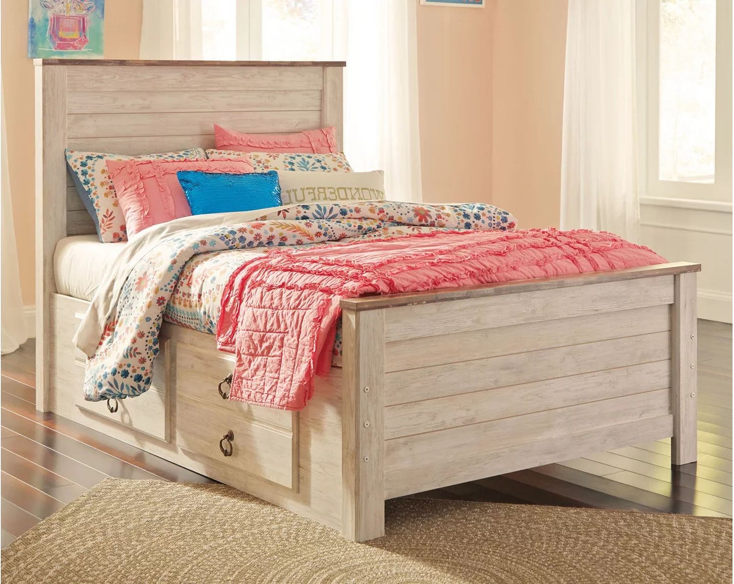 Willowton Whitewash Full Storage Panel Bed B267B22