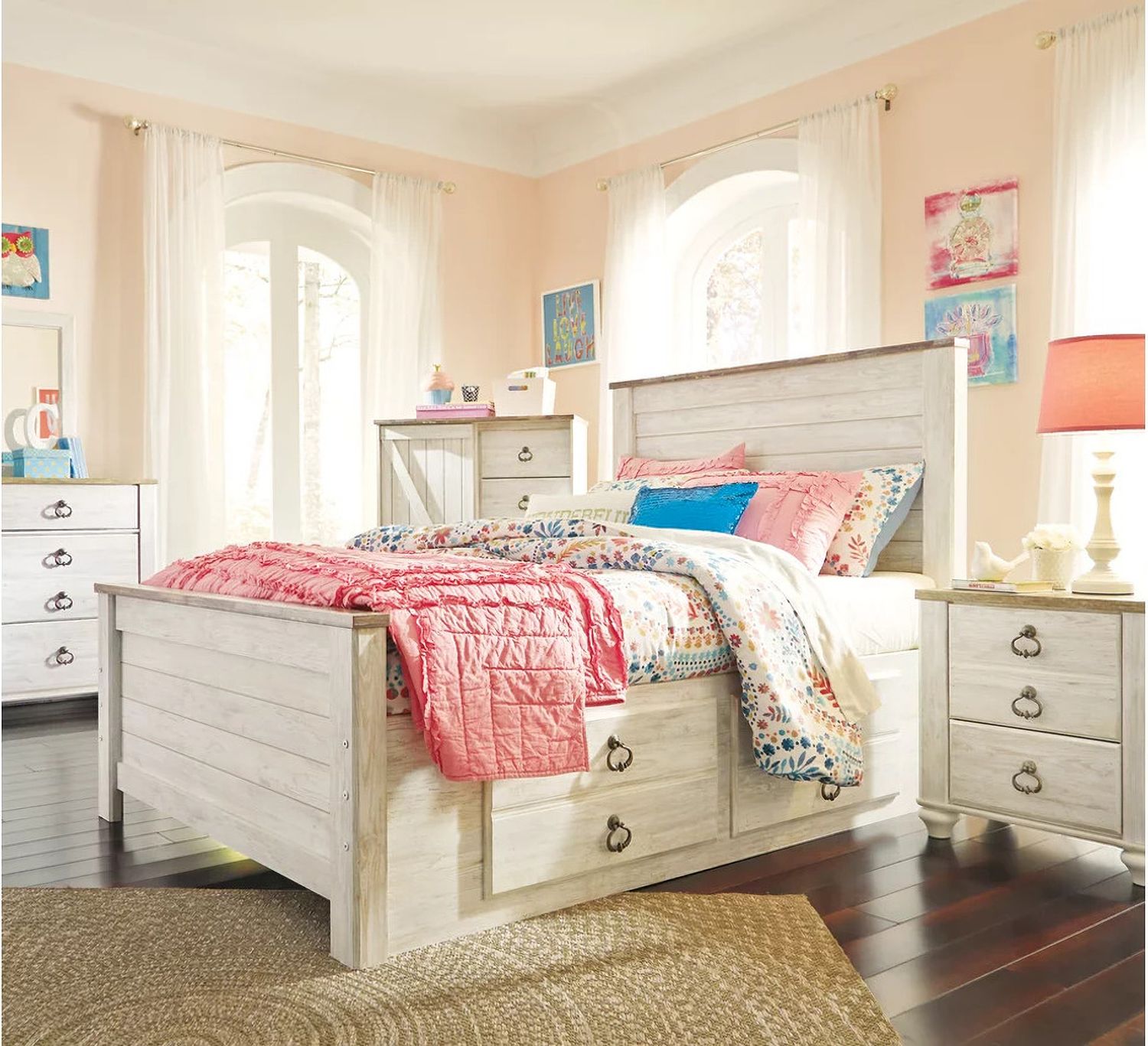 Willowton Whitewash Full Storage Panel Bed B267B22