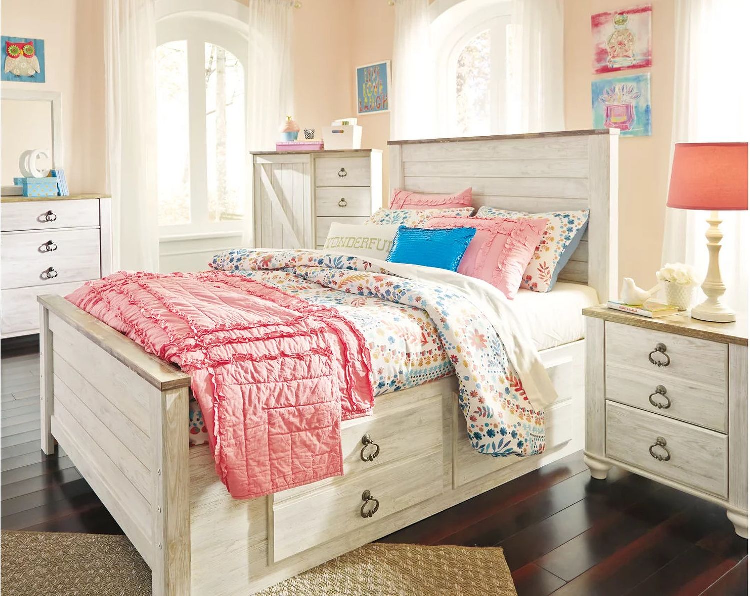Willowton Whitewash Full Storage Panel Bed B267B22