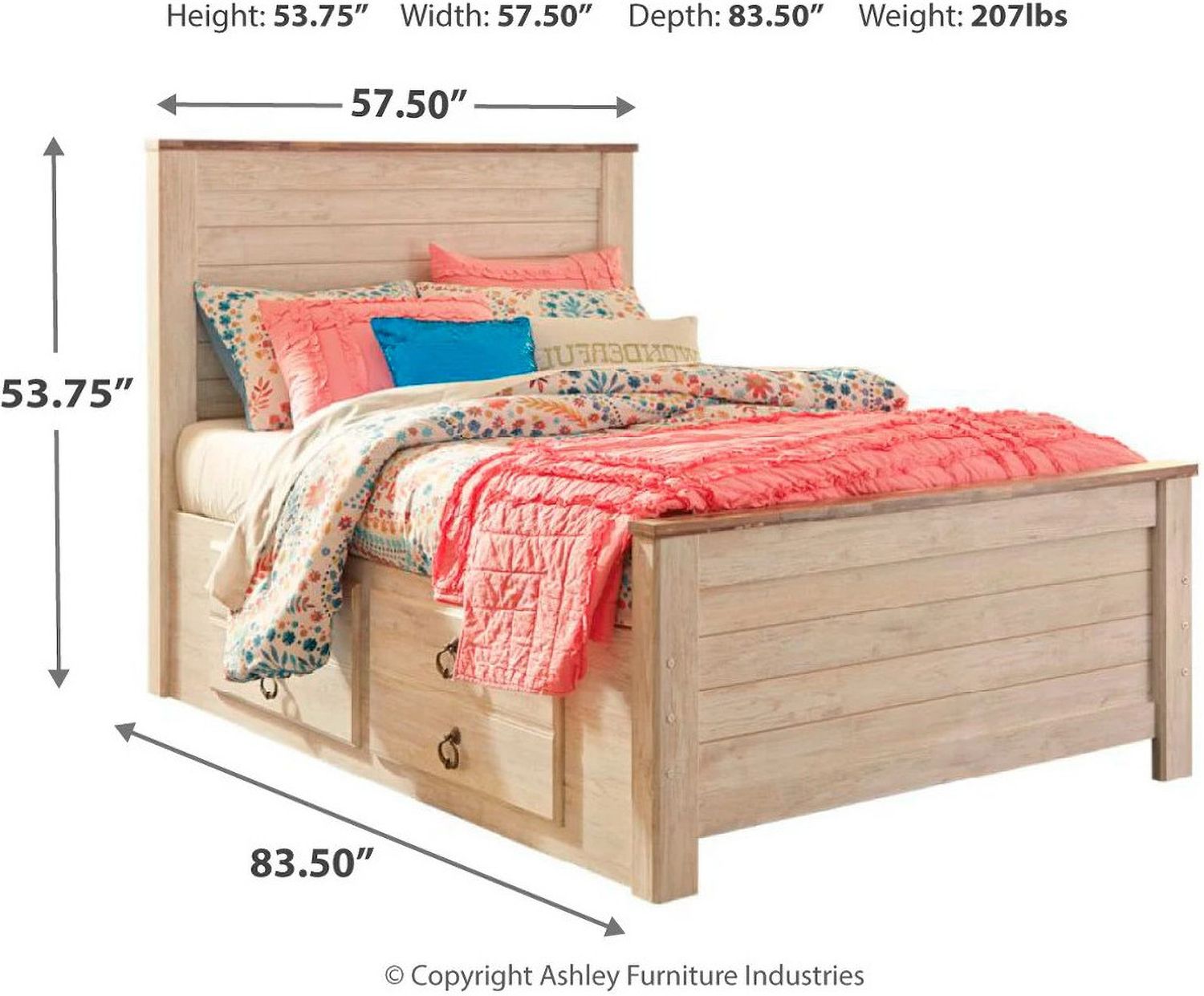 Willowton Whitewash Full Storage Panel Bed B267B22