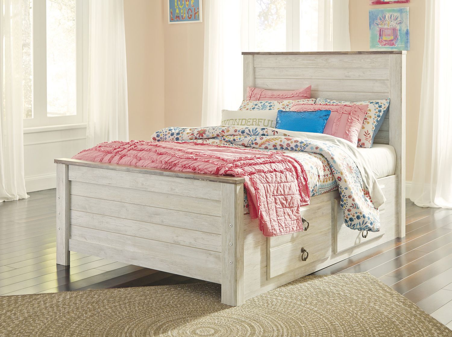 Willowton Whitewash Full Storage Panel Bed B267B22