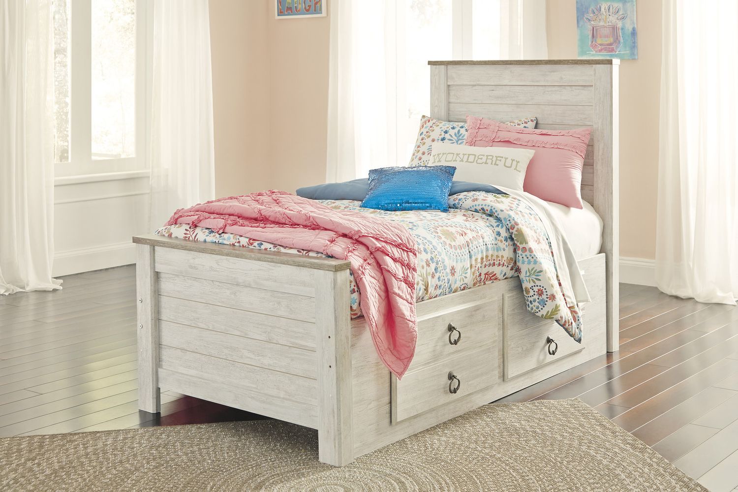 Willowton Whitewash Full Storage Panel Bed B267B22