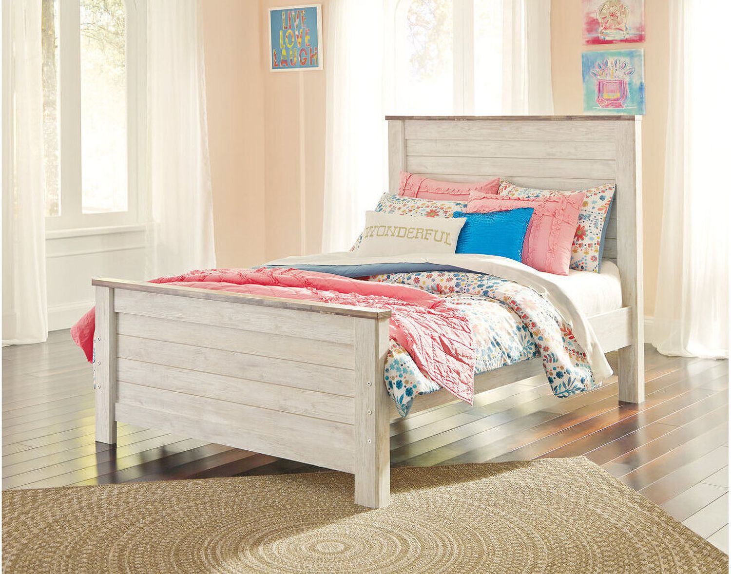 Willowton Whitewash Full Storage Panel Bed B267B22