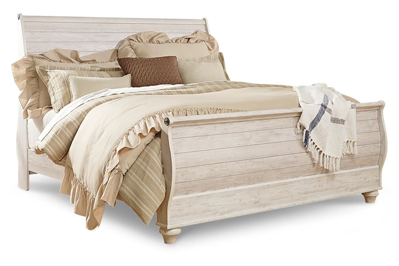 Willowton King Sleigh Bed In White Wash B267B31