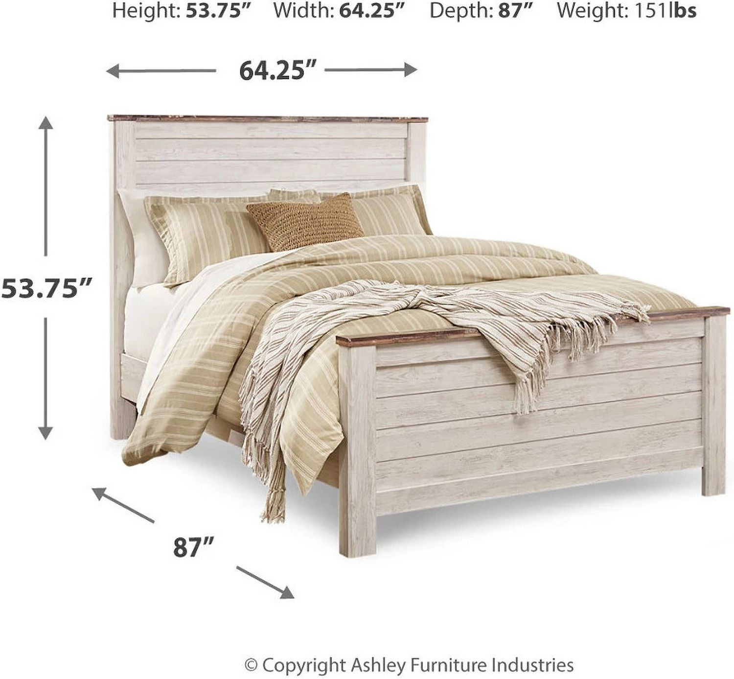 Willowton Whitewash Queen Panel Bed B267B8