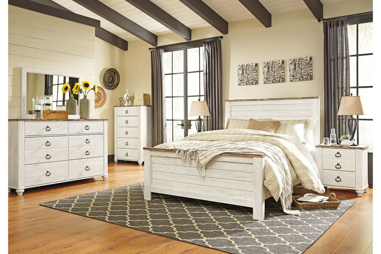 Willowton Whitewash Queen Panel Bed B267B8
