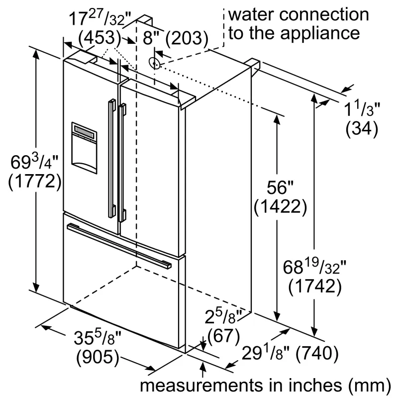 800 Series French Door Bottom Mount Refrigerator36'' B26FT50SNS