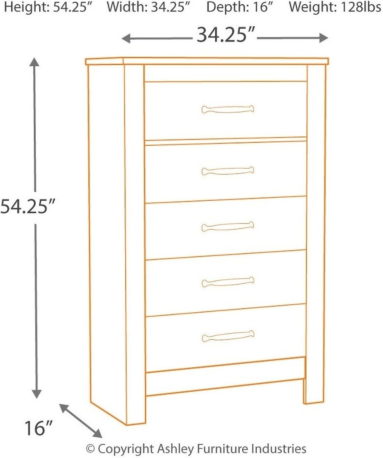 Bellaby White Five Drawer Chest B33146