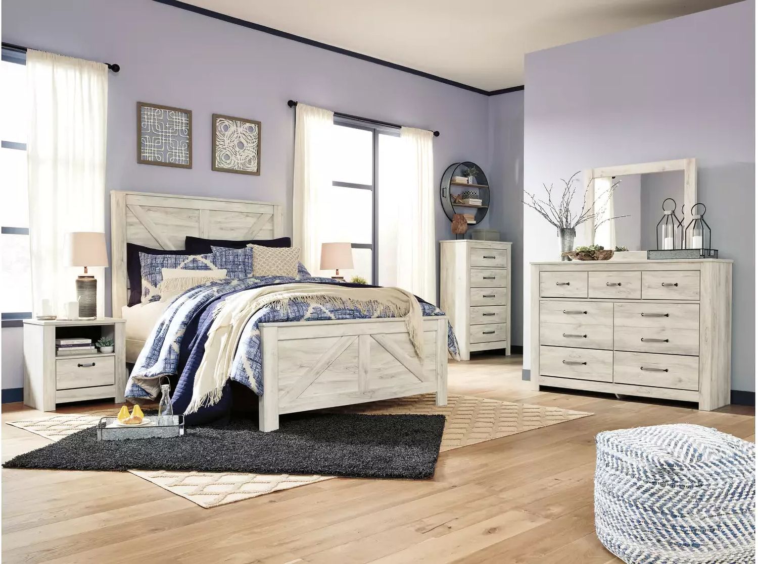 Bellaby Whitewash Queen Panel Bed B331B6