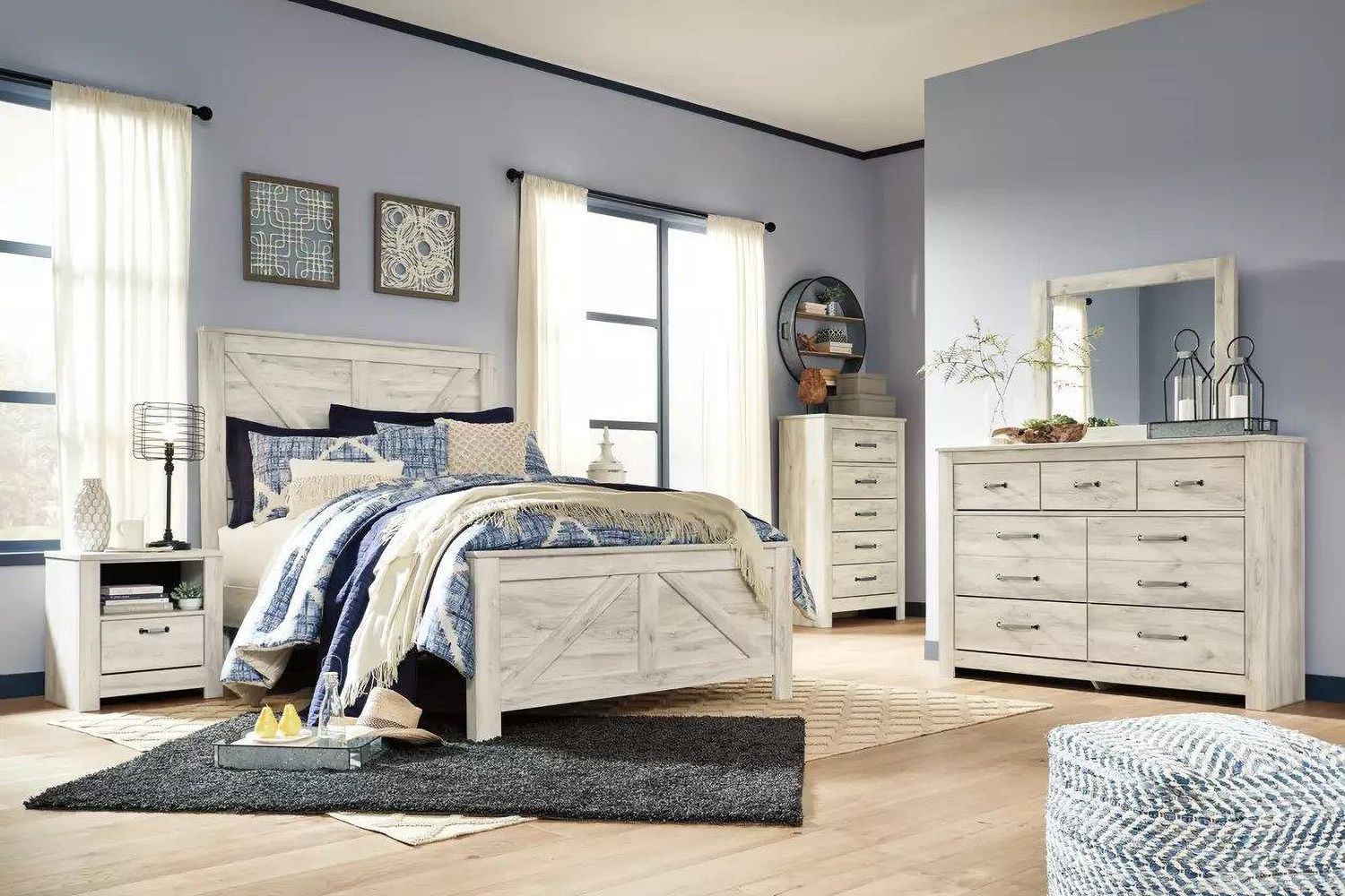 Bellaby Whitewash Queen Panel Bed B331B6