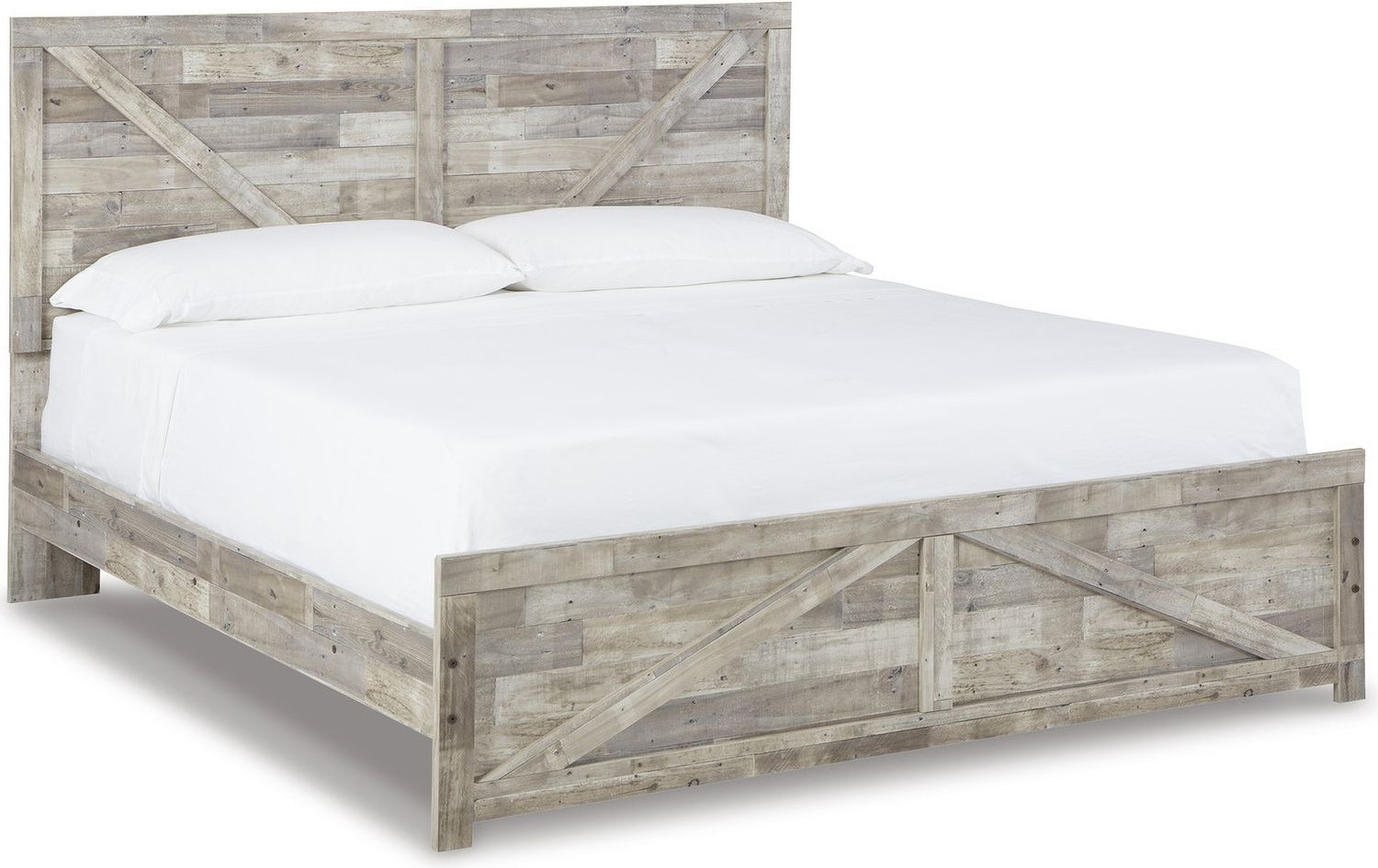Hodanna Whitewash King Crossbuck Panel Bed B3487B4