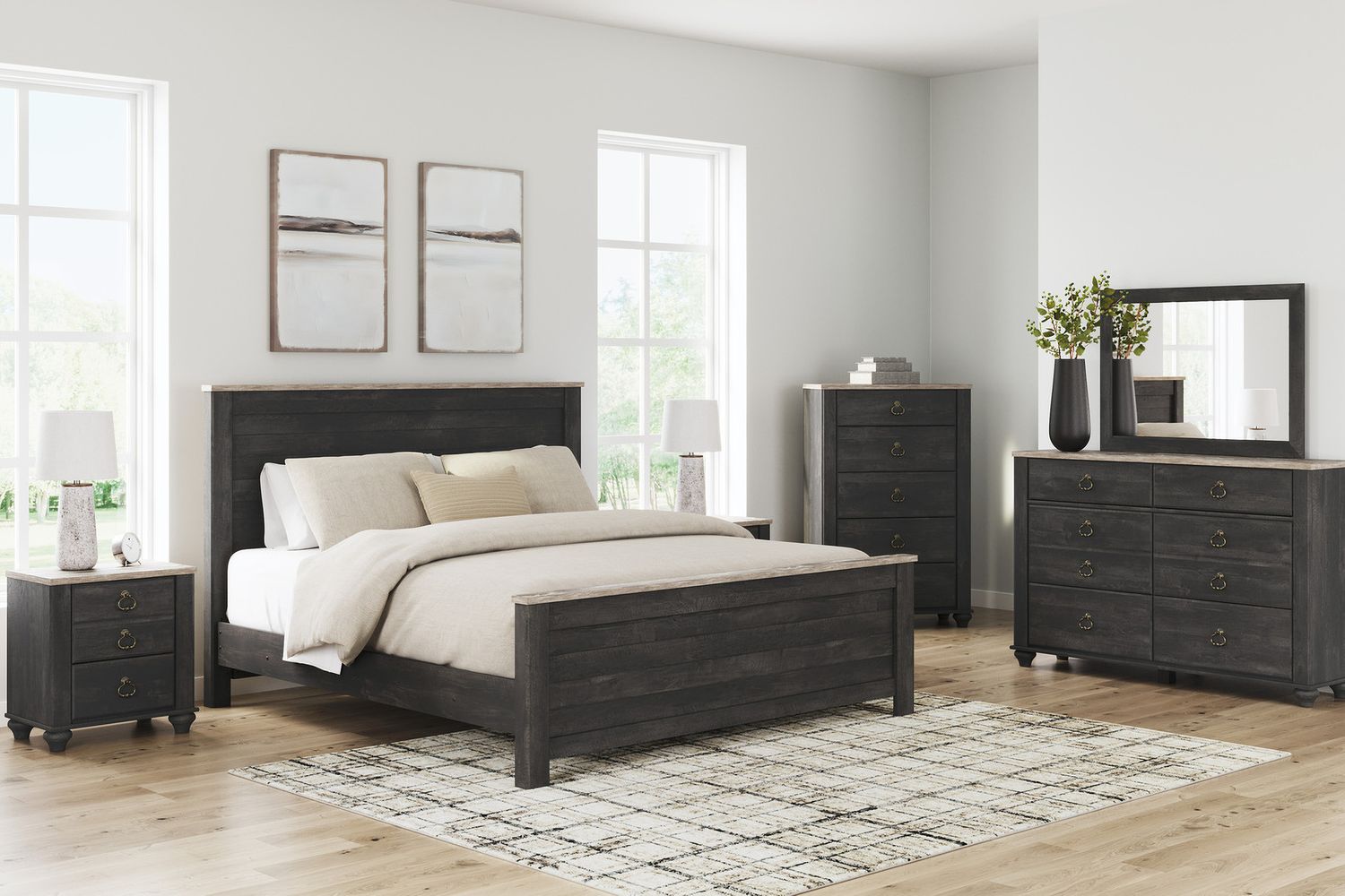 Nanforth Graphite Bedroom Mirror B367036