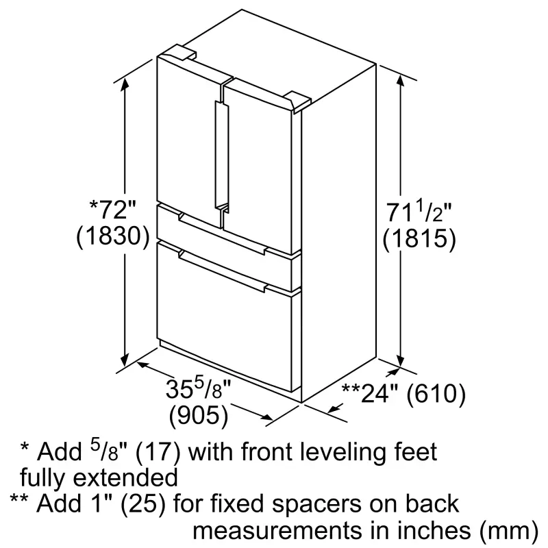 800 Series French Door Bottom Mount Refrigerator, Glass door 36'' B36CL81ENG