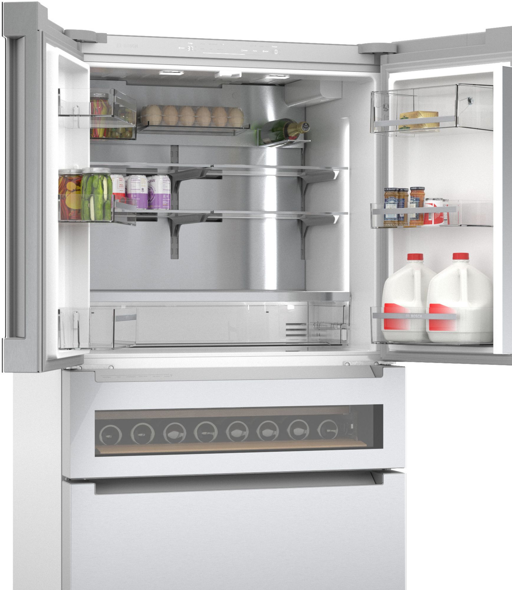 800 Series French Door Bottom Mount Refrigerator, Glass door 36'' B36CL81ENG