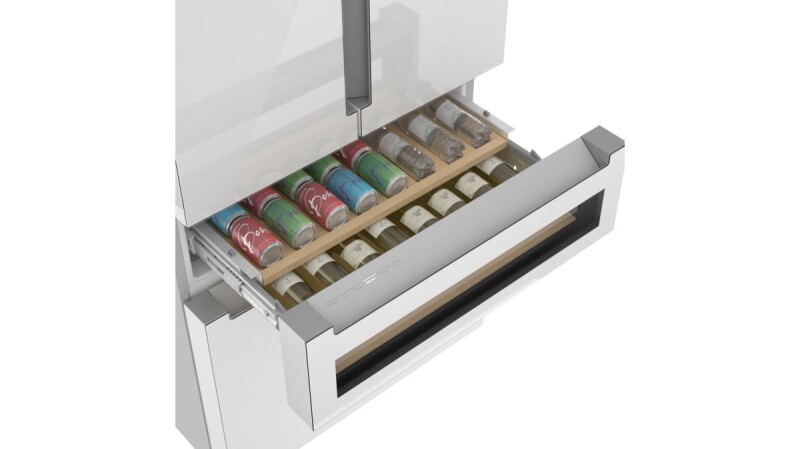 800 Series French Door Bottom Mount Refrigerator, Glass door 36'' B36CL81ENW