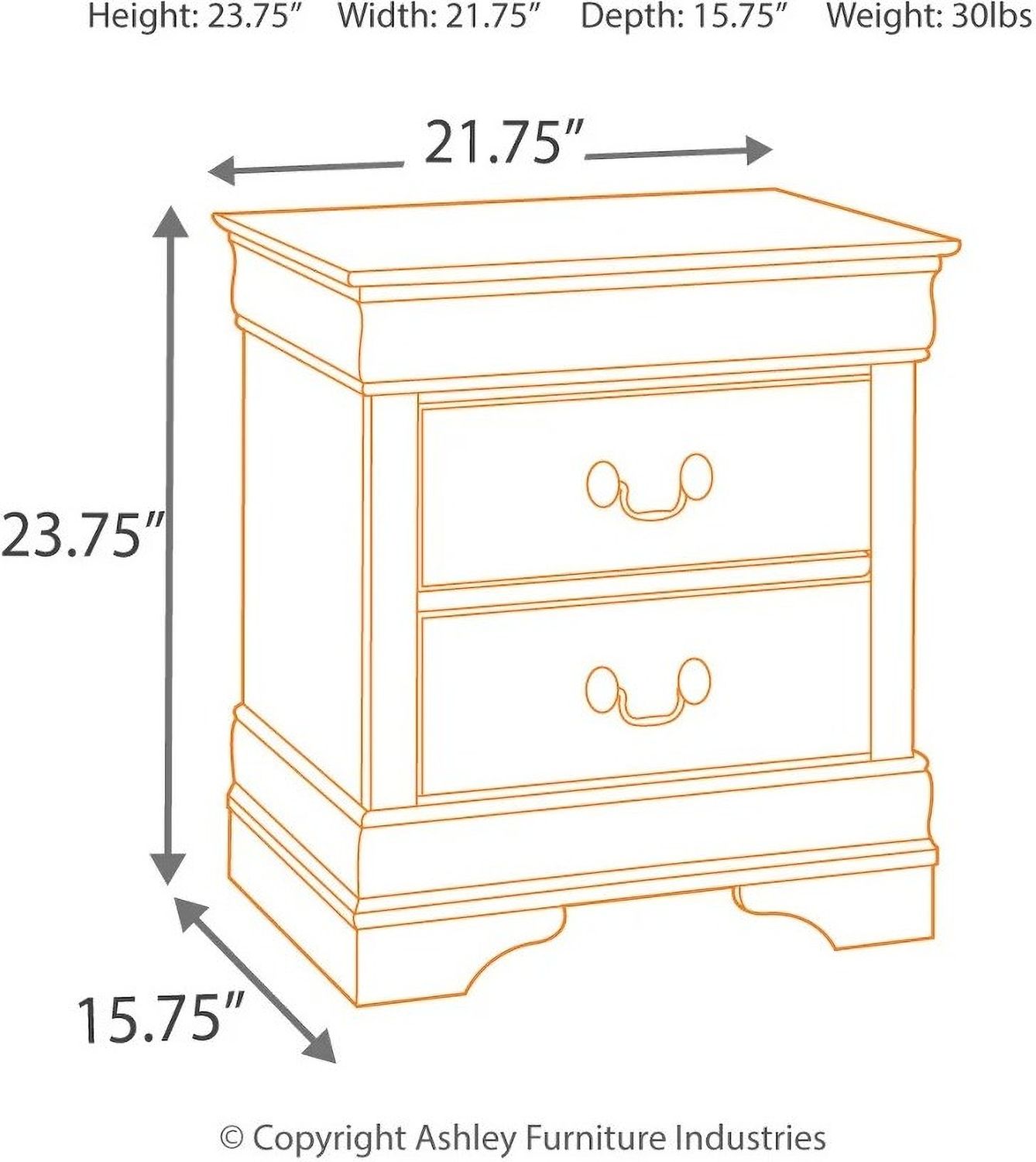 Alisdair Two Drawer Nightstand B37692