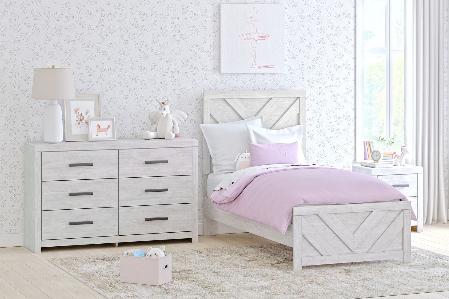 Cayboni Nightstand In Washed White B378892