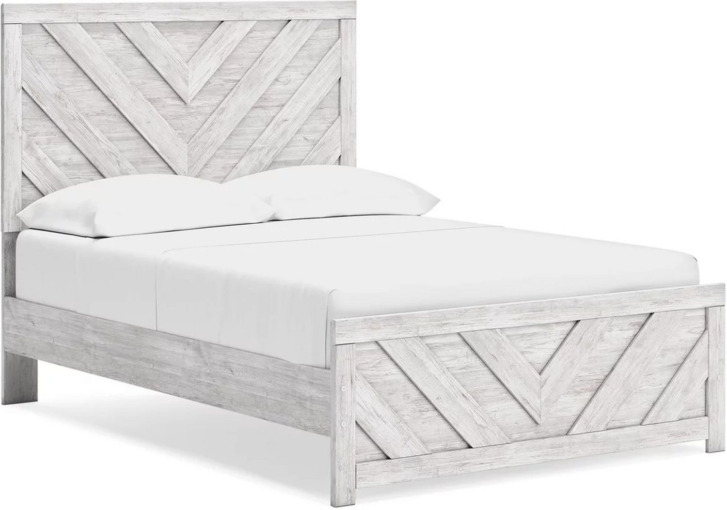 Cayboni Full Panel Bed In Washed White B3788B2