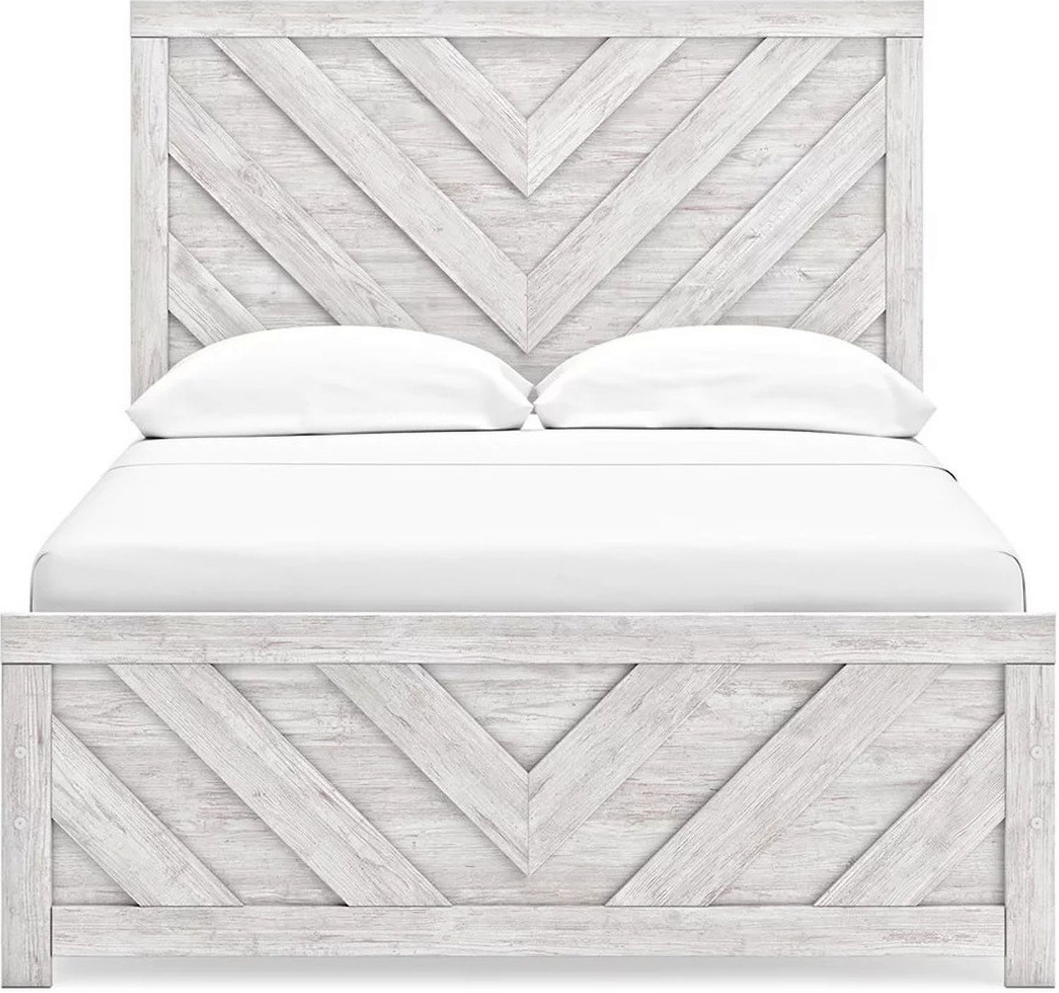 Cayboni Full Panel Bed In Washed White B3788B2