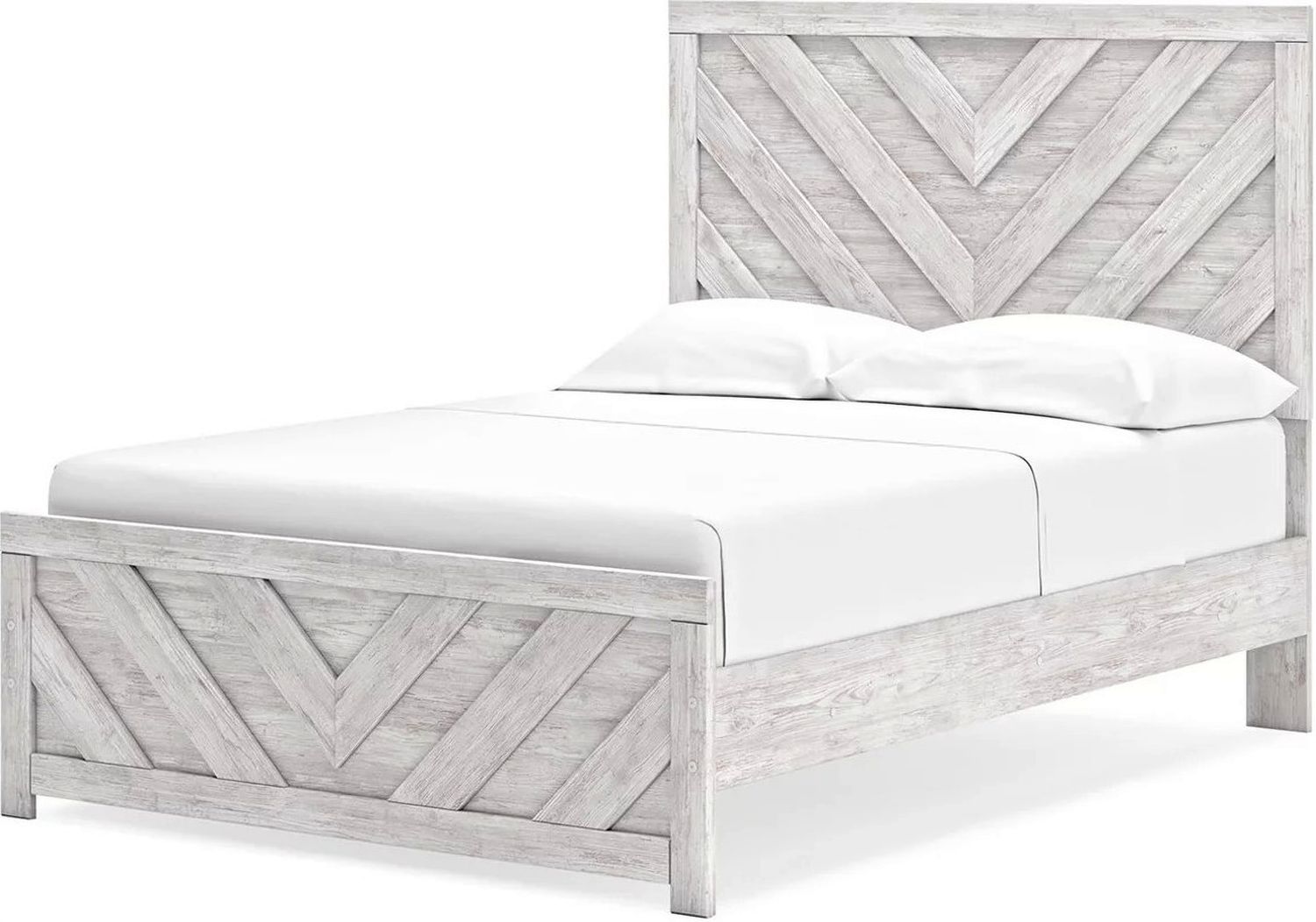 Cayboni Full Panel Bed In Washed White B3788B2