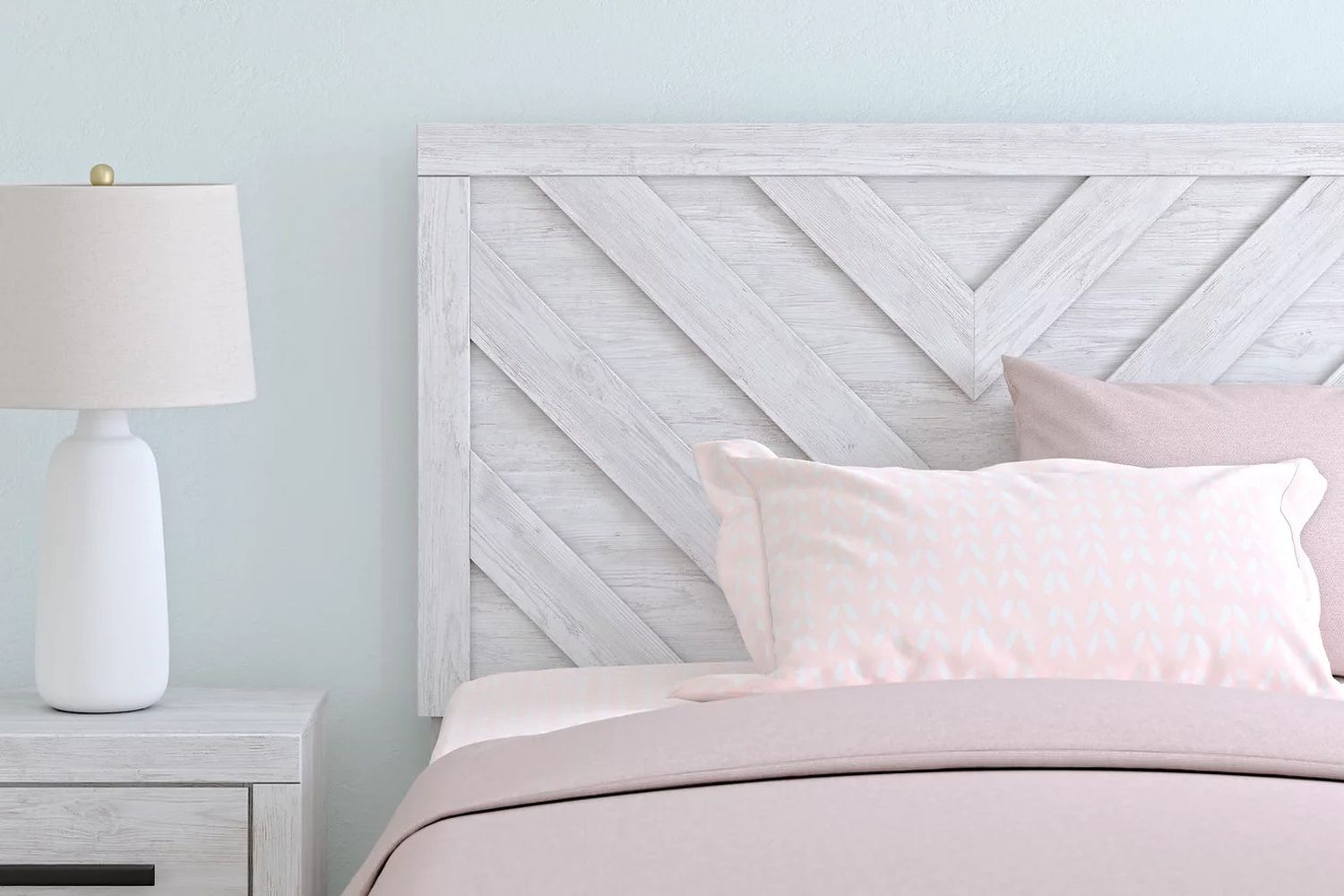 Cayboni Full Panel Bed In Washed White B3788B2