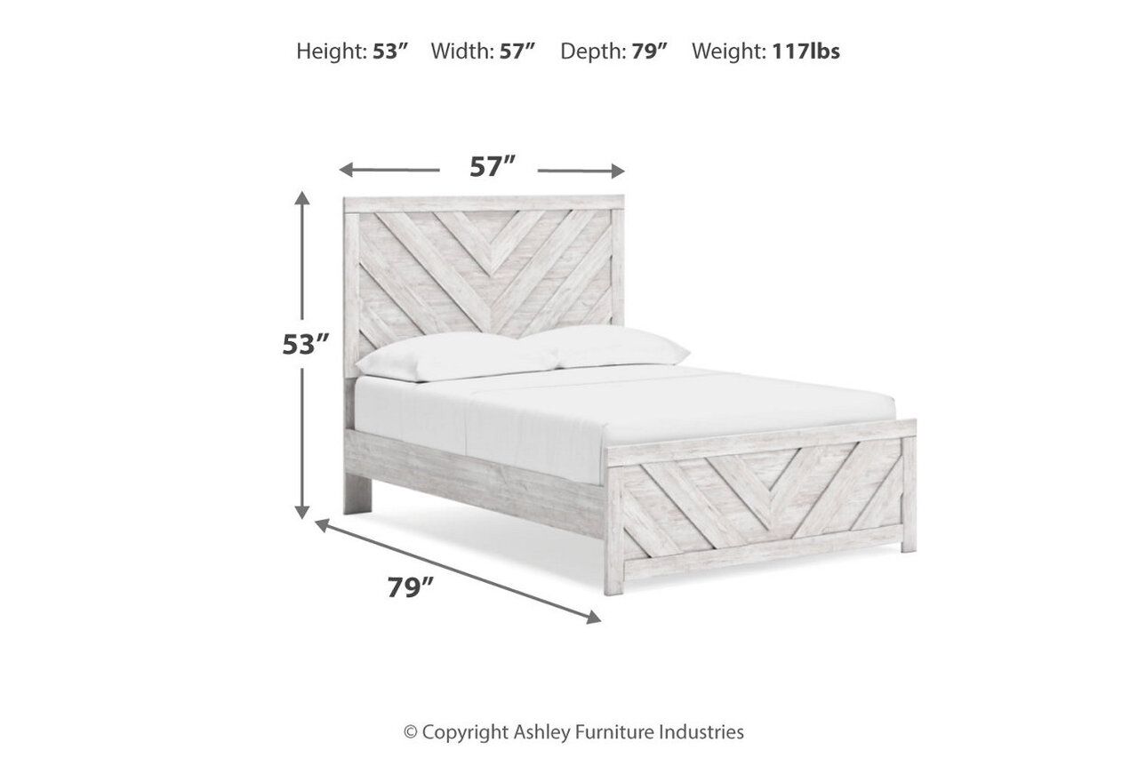 Cayboni Full Panel Bed In Washed White B3788B2