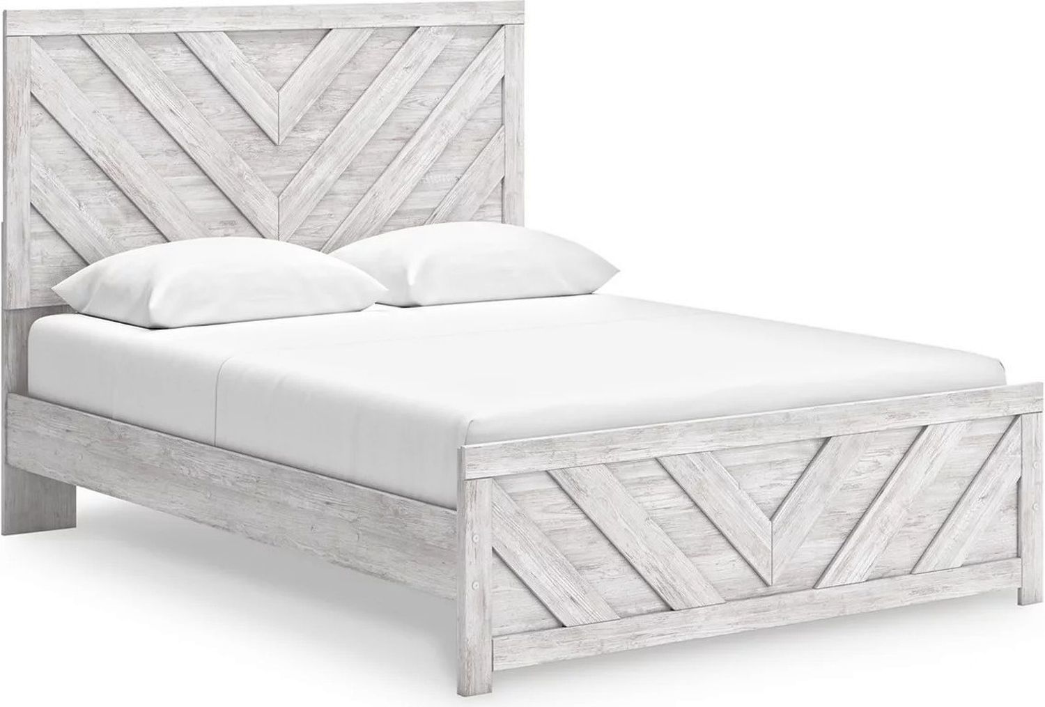 Cayboni Queen Panel Bed In White Wash B3788B4