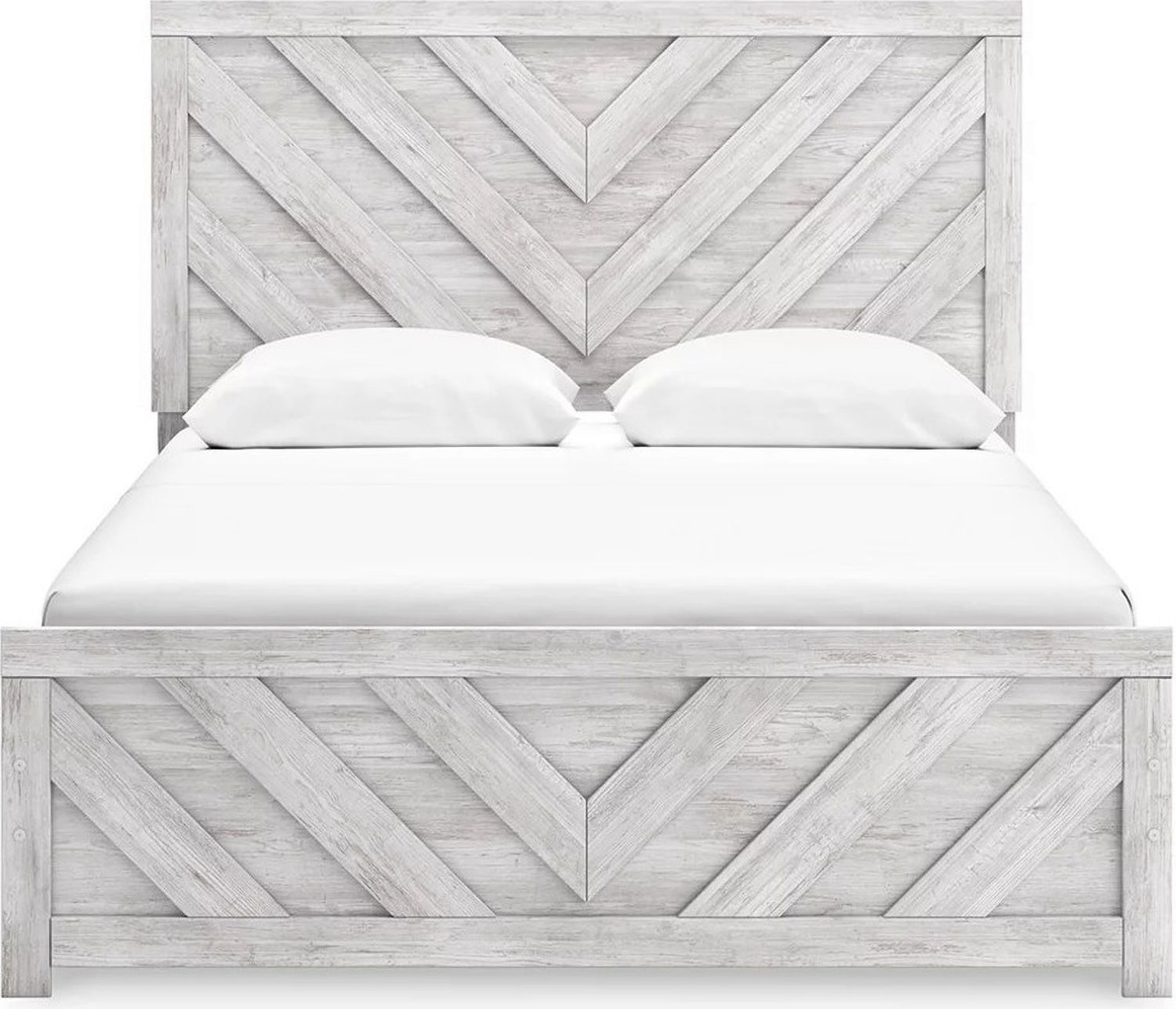 Cayboni Queen Panel Bed In White Wash B3788B4