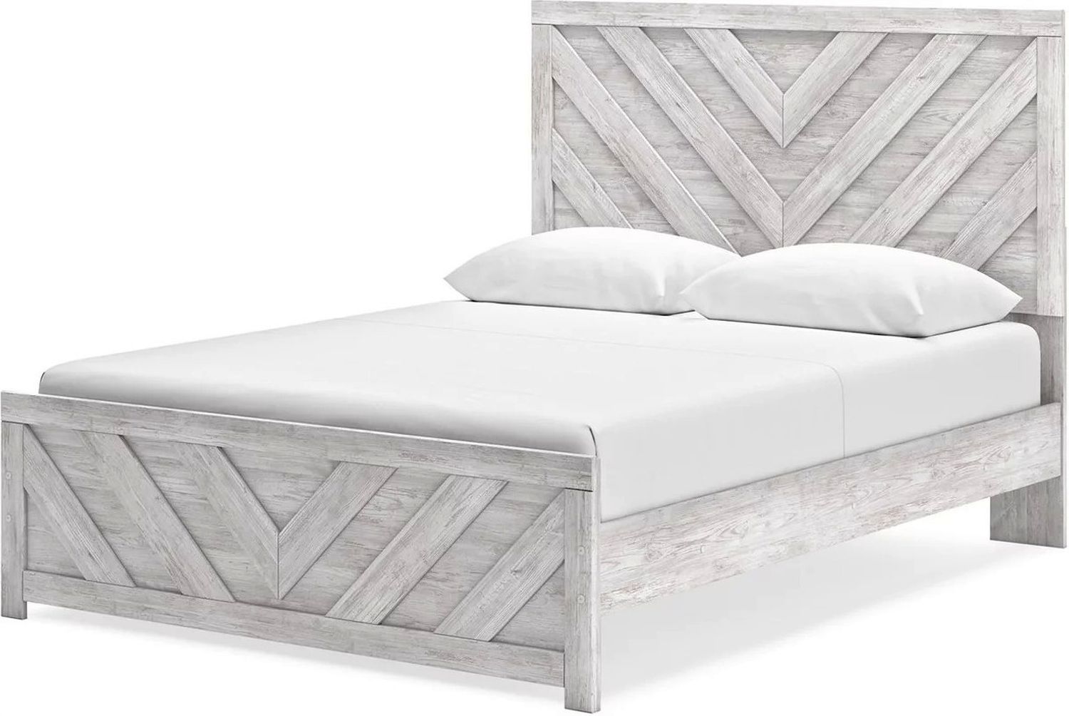 Cayboni Queen Panel Bed In White Wash B3788B4