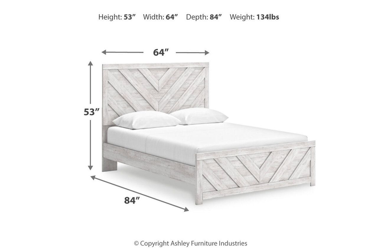 Cayboni Queen Panel Bed In White Wash B3788B4
