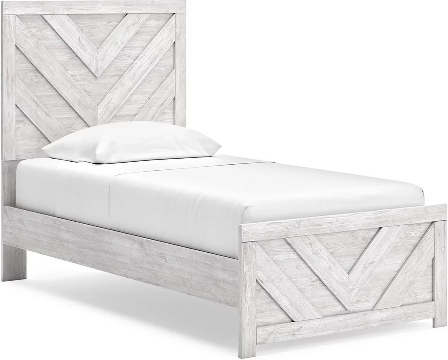 Cayboni Twin Panel Bed In Washed White B3788B6