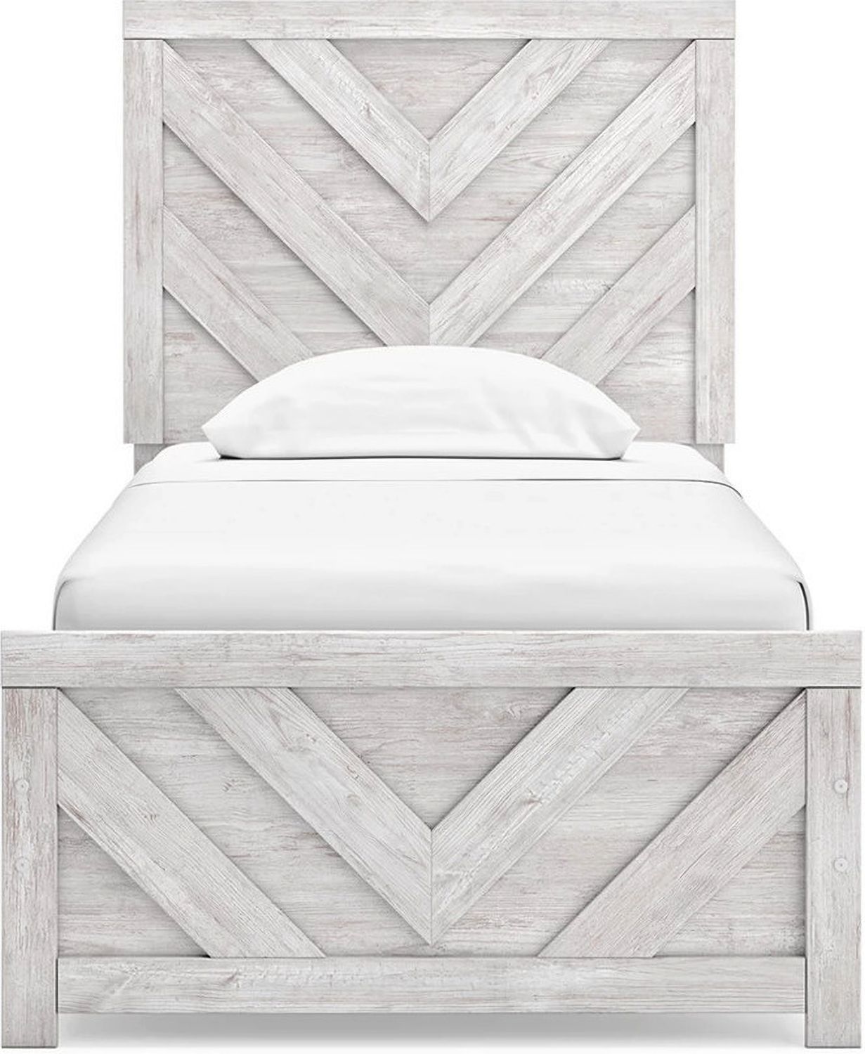 Cayboni Twin Panel Bed In Washed White B3788B6
