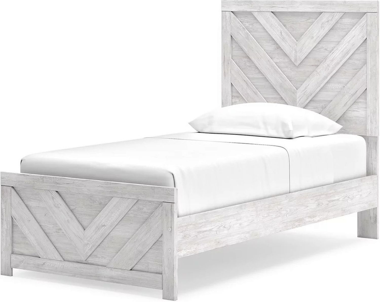 Cayboni Twin Panel Bed In Washed White B3788B6