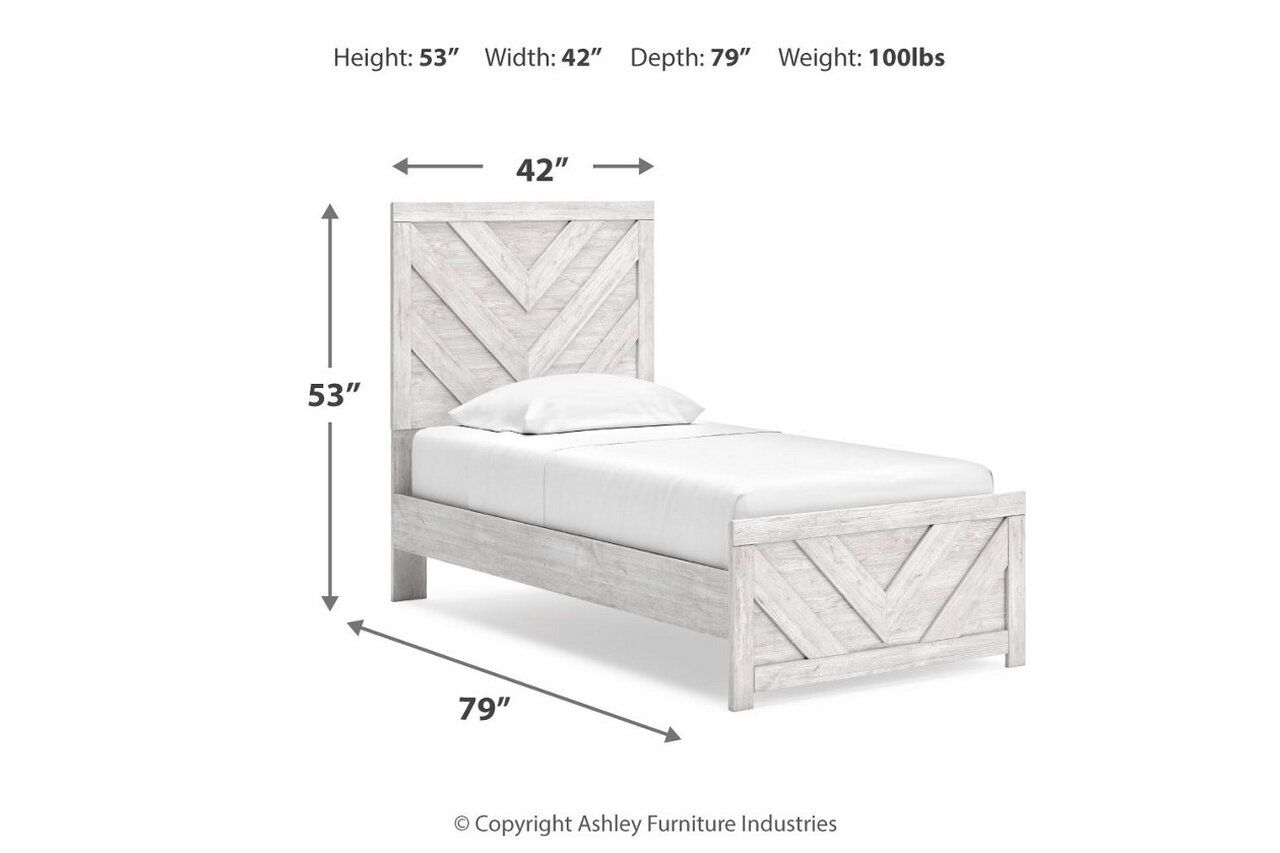 Cayboni Twin Panel Bed In Washed White B3788B6